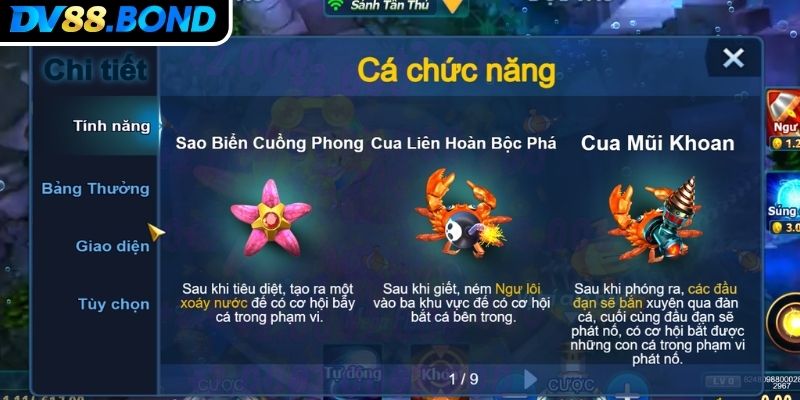Mega Fishing DV88 Chinh Phục Đại Dương Rinh Kho Báu Khủng 2 Hệ thống vũ khí đặc biệt trong Mega Fishing DV88